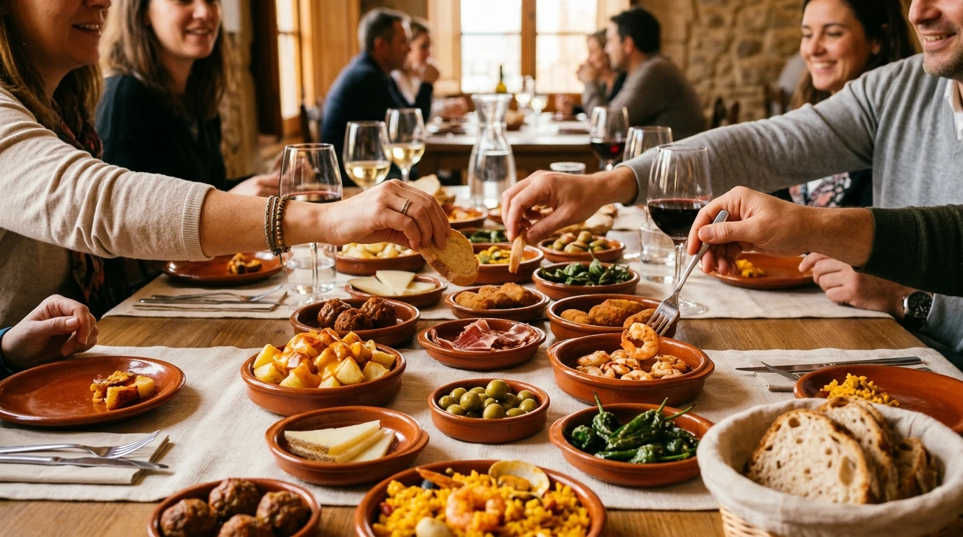 Table généreuse de tapas espagnoles à partager