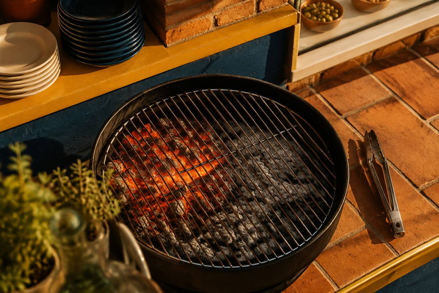 Braises de barbecue réparties en deux zones de chaleur avec grille en acier