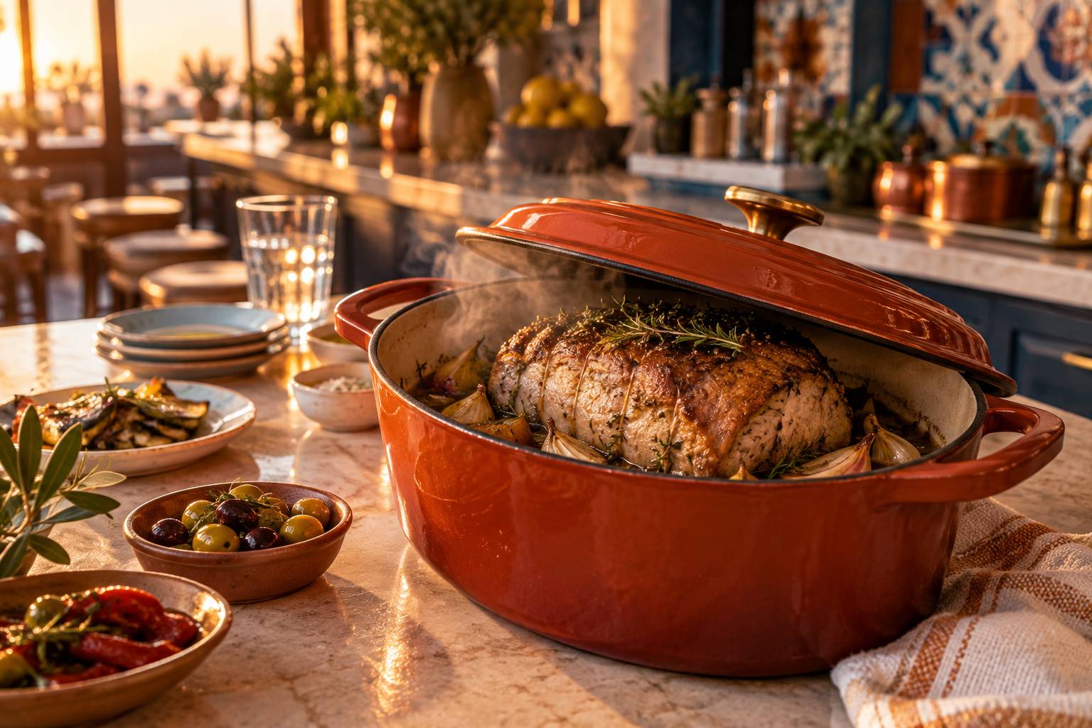 Illustration éditoriale du sujet : Maîtriser la cuisson du rôti de porc savoureux en cocotte